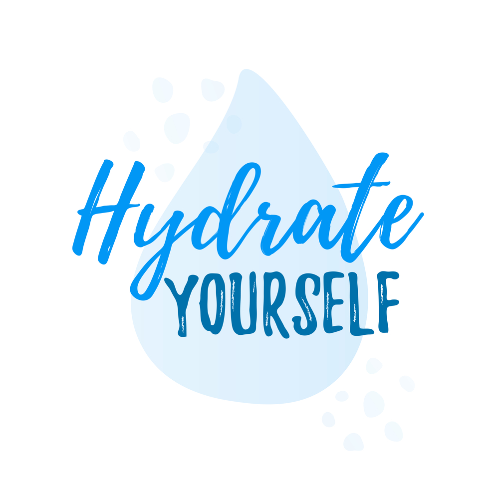 Hydrate yourself quote calligraphy text. Vector illustration text hydrate yourself.